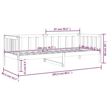 Day Bed without Mattress White 80x200cm Solid Wood Pine