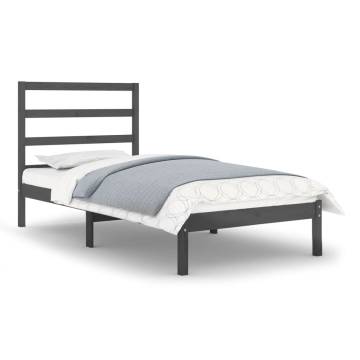 Modern Grey Bed Frame 90x190cm Single - Solid Wood Design