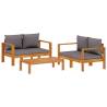 3 Piece Garden Sofa Set with Cushions - Solid Acacia Wood