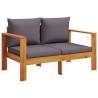 3 Piece Garden Sofa Set with Cushions - Solid Acacia Wood