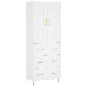 Stylish Highboard White - 69.5x34x180 cm Engineered Wood