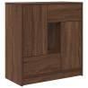 Stylish Brown Oak Sideboard with Drawers & Doors - 70.5x34x74.5 cm