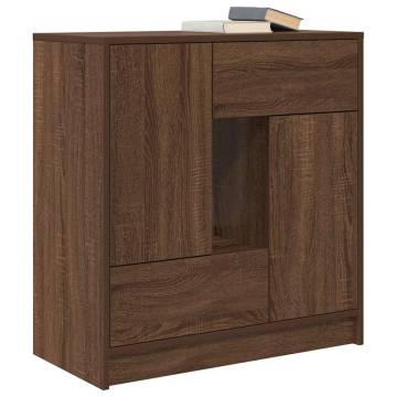 Stylish Brown Oak Sideboard with Drawers & Doors - 70.5x34x74.5 cm