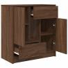 Stylish Brown Oak Sideboard with Drawers & Doors - 70.5x34x74.5 cm