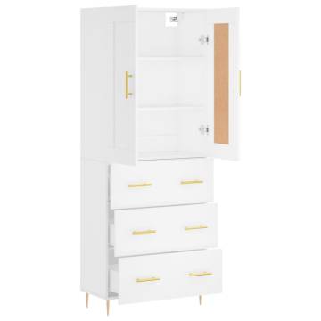 Stylish Highboard White - 69.5x34x180 cm Engineered Wood