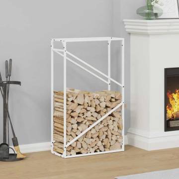 Firewood Rack White 60x25x100 cm | Durable Cold-Rolled Steel