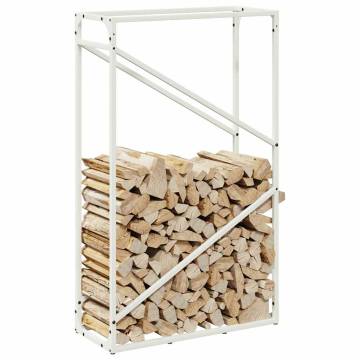 Firewood Rack White 60x25x100 cm | Durable Cold-Rolled Steel