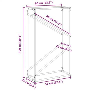 Firewood Rack White 60x25x100 cm | Durable Cold-Rolled Steel