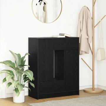 Stylish Black Oak Sideboard with Drawers & Doors - 73x31x90 cm