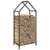 Sturdy Olive Green Firewood Rack - Cold-Rolled Steel 40x25x90 cm