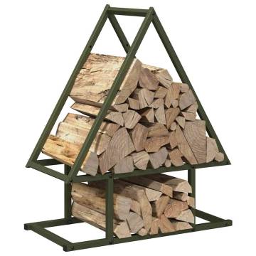 Olive Green Firewood Rack - 50x25x60 cm | Sturdy Cold-Rolled Steel