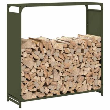 Firewood Rack Olive Green 90x28x90 cm - Sturdy Cold-Rolled Steel