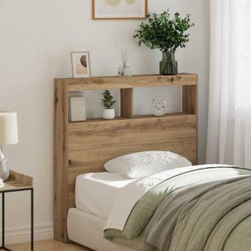 Stylish LED Headboard Cabinet in Artisan Oak - 100x17x102 cm