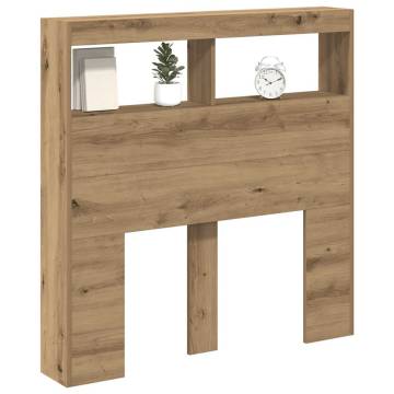 Stylish LED Headboard Cabinet in Artisan Oak - 100x17x102 cm