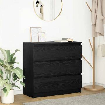 Sideboard Black Oak - 80x35x76 cm Engineered Wood Storage