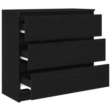 Sideboard Black Oak - 80x35x76 cm Engineered Wood Storage