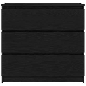 Sideboard Black Oak - 80x35x76 cm Engineered Wood Storage