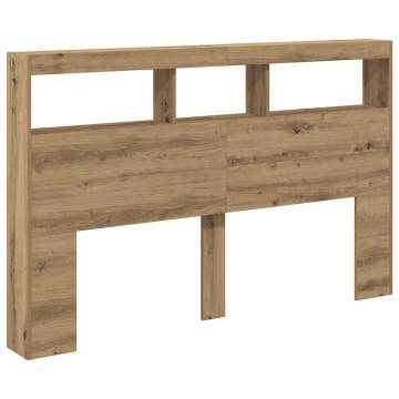 Stylish Headboard Cabinet with LED - Artisan Oak - 160x17x102 cm