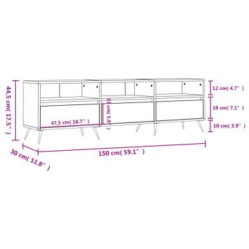 Brown Oak TV Cabinet 150x30 cm | Stylish & Sturdy Design