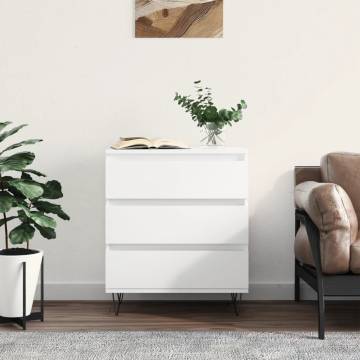 Trendy White Sideboard - Durable Engineered Wood - 60x35x70 cm