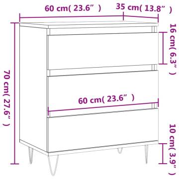 Trendy White Sideboard - Durable Engineered Wood - 60x35x70 cm