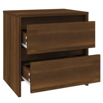 Elegant Brown Oak Bedside Cabinet - 45x34.5x44.5 cm