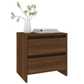 Elegant Brown Oak Bedside Cabinet - 45x34.5x44.5 cm