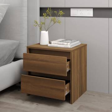 Elegant Brown Oak Bedside Cabinet - 45x34.5x44.5 cm