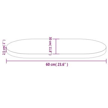 Table Top White 60x30 cm - Solid Pine Oval Design