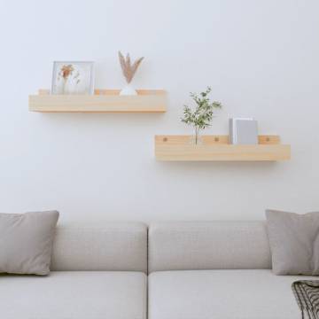 Wall Shelves 2 pcs - Solid Pine Wood | Hipomarket UK