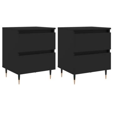 Elegant Black Bedside Cabinets - 2 pcs | Hipomarket