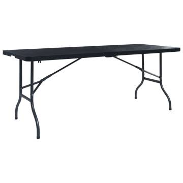  Folding Garden Table Black 180x75x72 cm HDPE Imitation Rattan