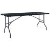  Folding Garden Table Black 180x75x72 cm HDPE Imitation Rattan