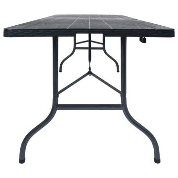  Folding Garden Table Black 180x75x72 cm HDPE Imitation Rattan