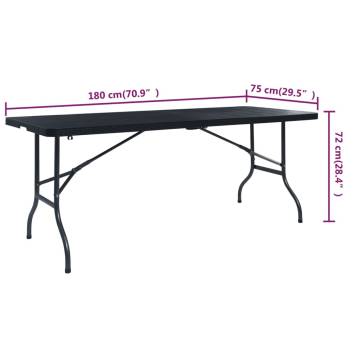 Folding Garden Table Black 180x75 cm - Stylish & Durable