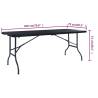  Folding Garden Table Black 180x75x72 cm HDPE Imitation Rattan