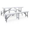 Folding Garden Table with 2 Benches - 180 cm Steel & HDPE