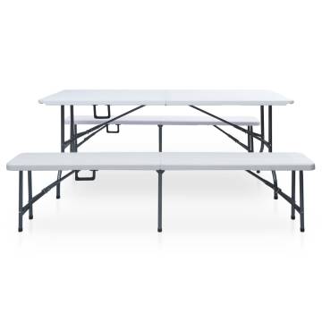 Folding Garden Table with 2 Benches - 180 cm Steel & HDPE