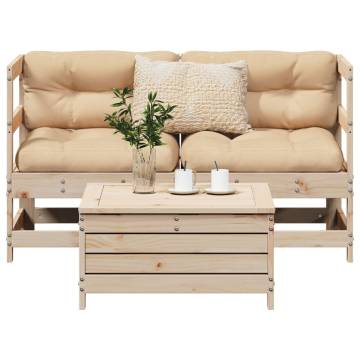 3 Piece Garden Sofa Set - Solid Wood Pine | HipoMarket UK