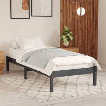 Stylish Grey Solid Wood Single Bed Frame | Hipomarket