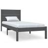 Grey Single Bed Frame 90x190 cm - Solid Wood | HipoMarket