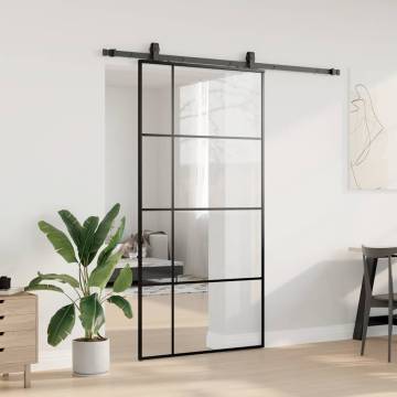 Sliding Door with Hardware Set Black - 102.5x205 cm ESG Glass