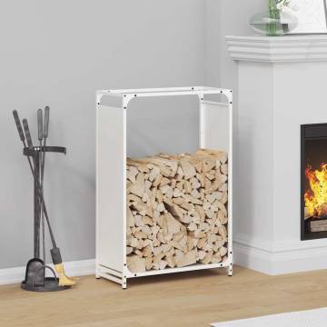 White Firewood Rack 60x28x90 cm | Durable Cold-Rolled Steel