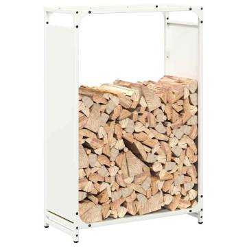 White Firewood Rack 60x28x90 cm | Durable Cold-Rolled Steel