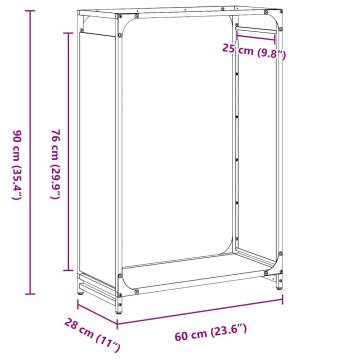 White Firewood Rack 60x28x90 cm | Durable Cold-Rolled Steel