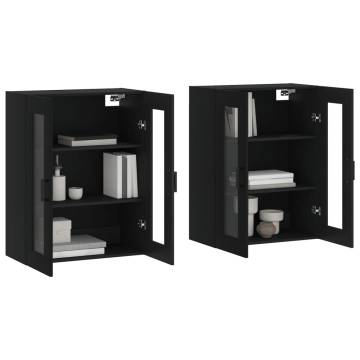 Elegant Wall Mounted Cabinets - 2 pcs Black Engineered Wood