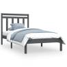 Grey Bed Frame 90x190 cm Single Solid Wood - HipoMarket