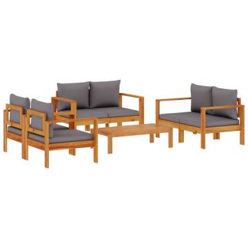 5 Piece Garden Sofa Set - Solid Wood Acacia with Cushions