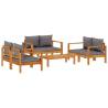 5 Piece Garden Sofa Set - Solid Wood Acacia with Cushions