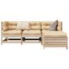 4 Piece Garden Sofa Set - Solid Wood Pine | Hipo Market